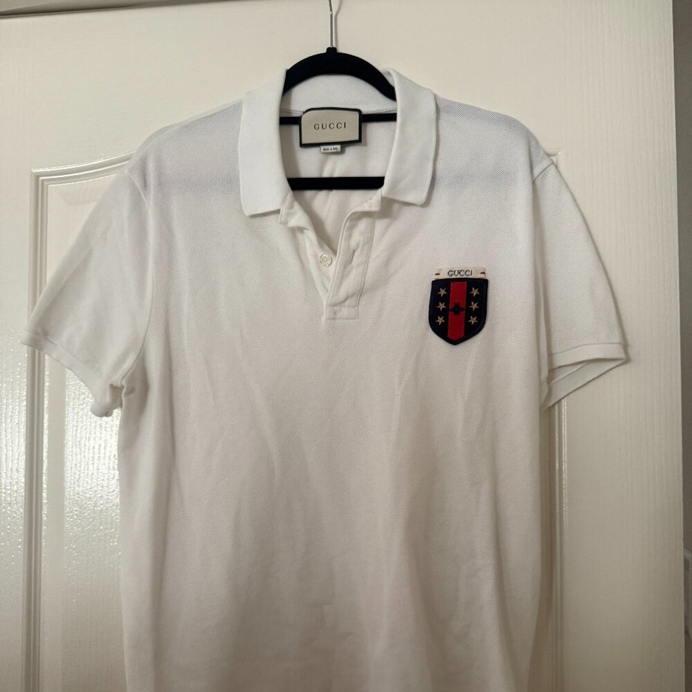 Gucci White Crest Polo Shirt